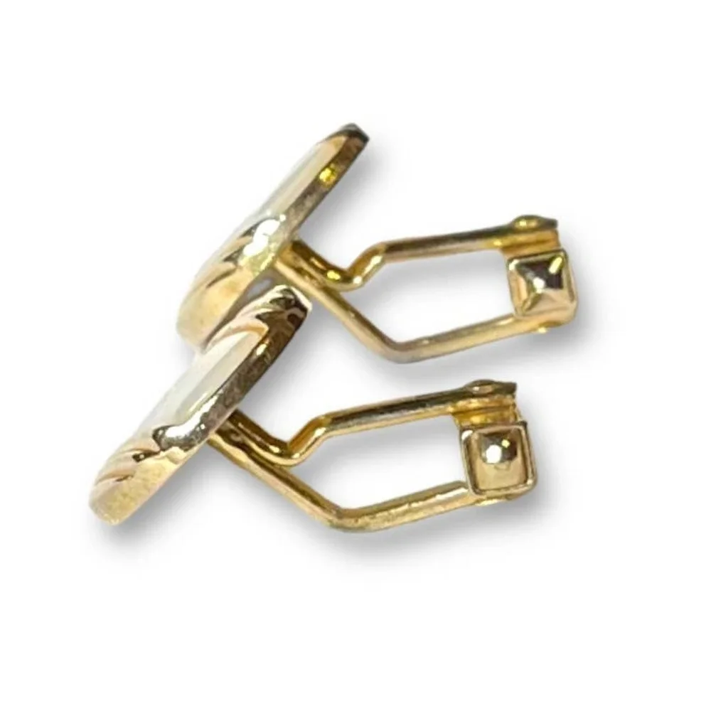Swank Vintage Cufflinks Gold Tone Mother of Pearl Art Deco